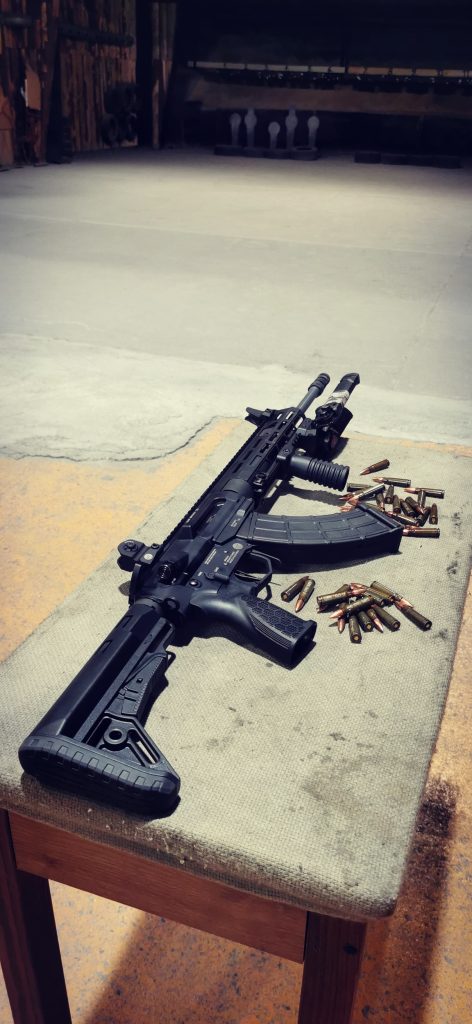 Grand Power ARAQ-S rifle at Gunmates shooting range Europe